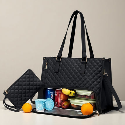 Popular 2-in-1 Lunch Bag Large Capacity Insulated Bag Crossbody Bag Women's Shoulder Bag with Small Bag Computer Bag Cross-Border