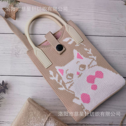 Girl's Heart-Shaped Knitted Crossbody Bag