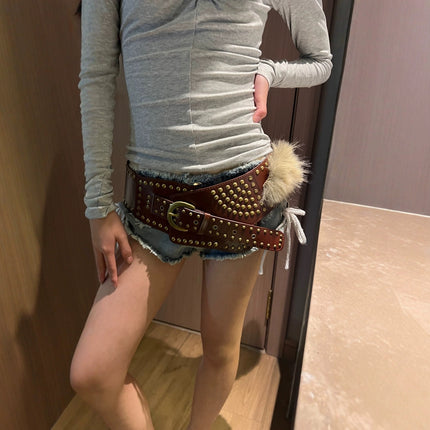 New Rabbit Fur Belt D. I .A OOTD Mao Mao Belt Europe and America Cross-border Hot Sexy Spice Girl Waist Cover Wide Belt