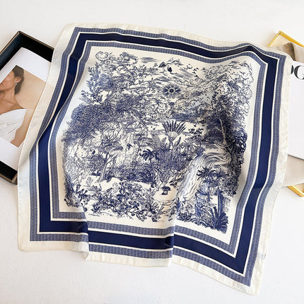 Simulated Silk Printed Silk Scarf for Women, Korean Cashew Leopard Print Headscarf, Four-Season Scarf, Professional Scarf Wholesale