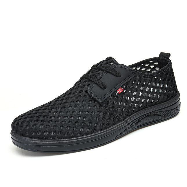 Summer New Style Old Beijing Big-Eye Mesh Dad Shoes Non-Slip Casual Fashion Urban Uncle Walking Cloth Mesh Men's Shoes