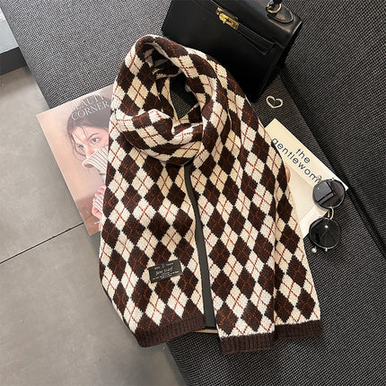 Scarf Women's Winter 2024 New Cashmere Knitted Thickened Scarf Ankora Red White Warm Student Wholesale