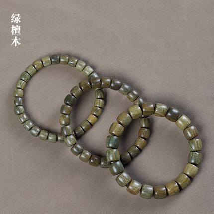 Natural Green Sandalwood Old-Style Bracelet, Simple Buddhist Prayer Beads, Chinese-Style Antique Jewelry Wholesale Products