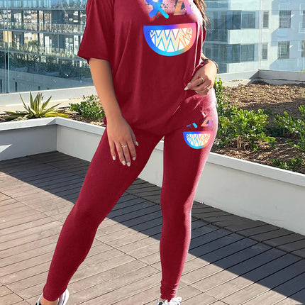 Fashion Joker Short Sleeve Leggings suit