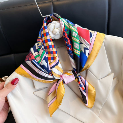 Simulated Silk Printed Silk Scarf for Women, Korean Cashew Leopard Print Headscarf, Four-Season Scarf, Professional Scarf Wholesale