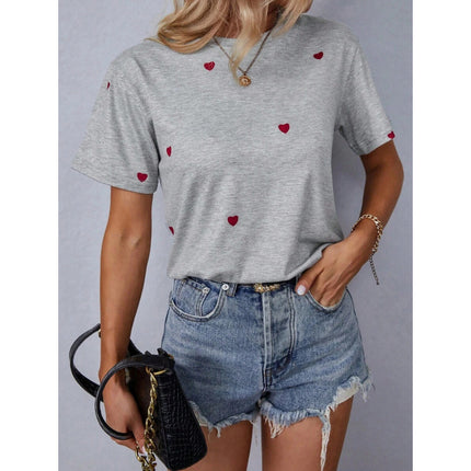 Cross-Border Export New Aliexpress T-Shirts Round Neck Casual T-Shirt Printed T-Shirt for Women