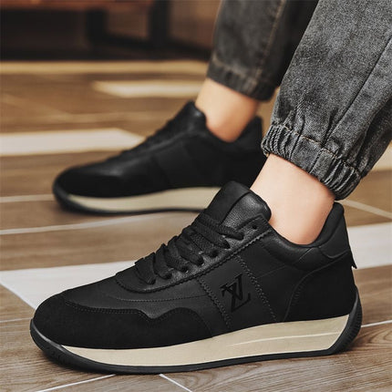Men's Shoes 2026 Spring New Leather Casual Shoes Trendy Versatile Thick-Soled Height-Increasing Sneakers Men's Board Shoes