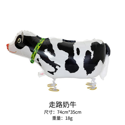 Walking animal balloon online celebrity cartoon walking pig balloon night market stall push aluminum film balloon wholesale
