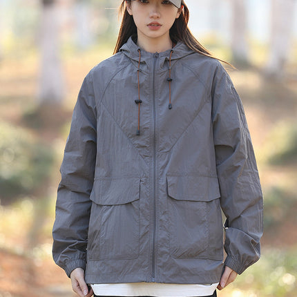 Outdoor Sunscreen Skin Clothing for Men and Women Thin Ice Silk Nylon Loose Hooded Sunscreen Clothing UV Protection UPF50