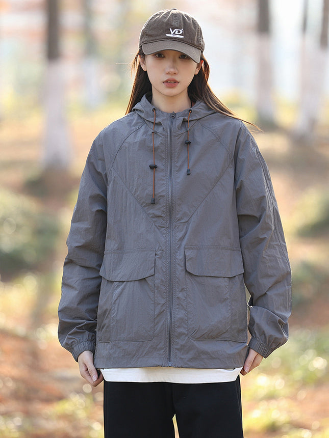 Outdoor Sunscreen Skin Clothing for Men and Women Thin Ice Silk Nylon Loose Hooded Sunscreen Clothing UV Protection UPF50