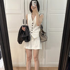 creamy-white suit Vest Medium Pants / S
