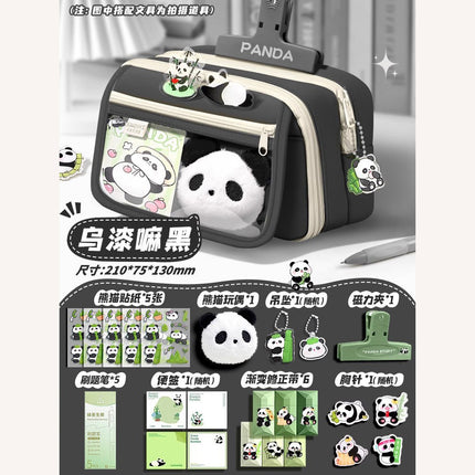 Large-Capacity Panda Pencil Bag High-Value Stationery Bag 2025 Girls New Multi-Functional Stationery Box Set Junior High School Students