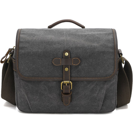 Cross-Border Canvas Shoulder Camera Bag Slr Digital Bag Photography Bag Outing Casual Lens Bag Wear-Resistant Crossbody Bag