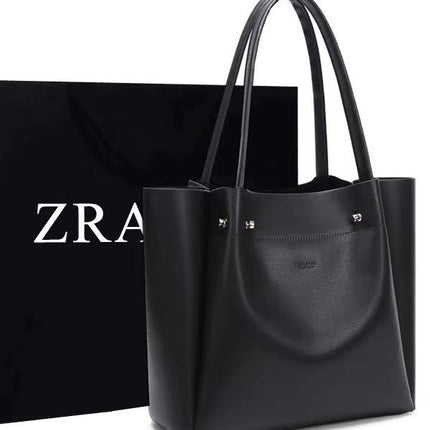 ZA MYLRF new large-capacity soft leather shopping bag women's shoulder portable commuter bucket tote bag a generation of hair