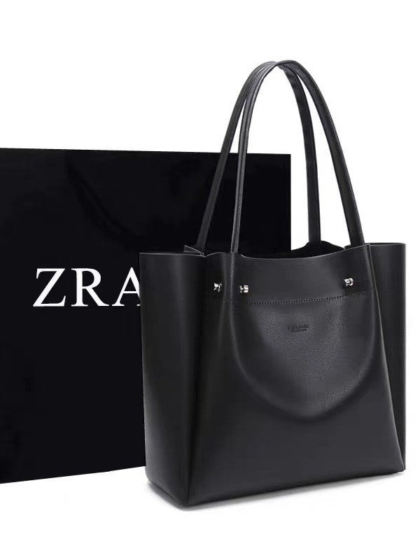 ZA MYLRF new large-capacity soft leather shopping bag women's shoulder portable commuter bucket tote bag a generation of hair