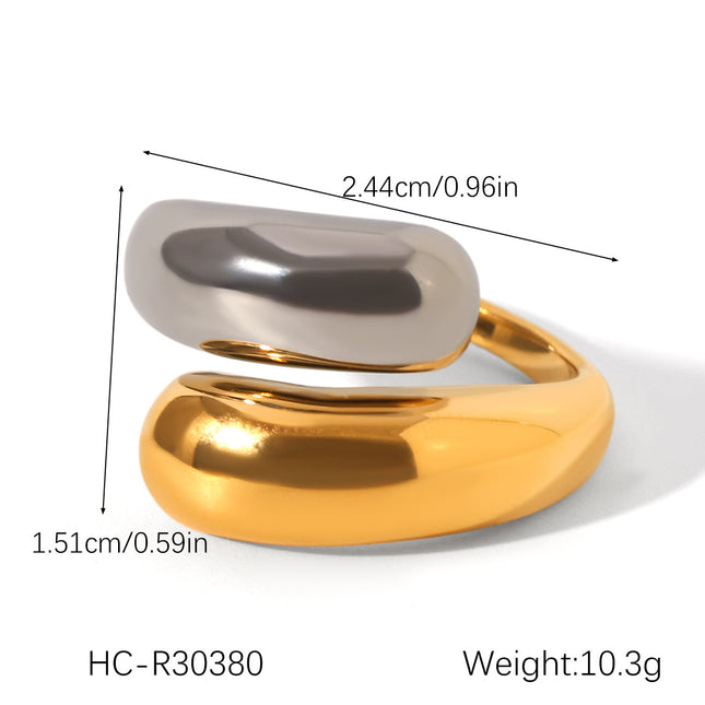 European and American stainless steel shell opening ring inlaid white shell ring women's non-fading ring high-level color matching jewelry