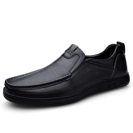 Fall 2023 men's leather shoes comfortable breathable new wide surface middle-aged loafers work breathable leather shoes