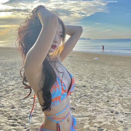 2025 New Swimsuit Slimming Split Sexy Halter Strap Two-Piece Beach Hot Girl Hot Spring Ins Style