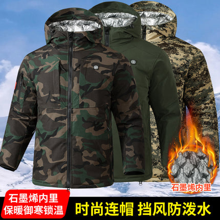 Upgraded Graphene Camouflage Cotton Coat, Thickeneded Cold-Proof and Waterproof Cotton Coat, Anti-Scratch and Wear-Resistant Cotton Jacket, Cold Storage Warm Cotton Coat