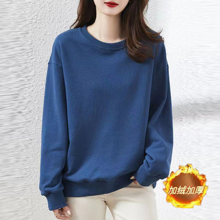 Heavy Chinese Cotton Sweater fleece-lined Thickened Autumn and Winter Printed Loose Couple's Top Long Sleeve Unisex Base Shirt