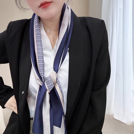 Spring and Summer New Double-layer New Silk Satin Neck Protection Scarf Women's Autumn and Winter Matching Shirt Elegant All-match Scarf