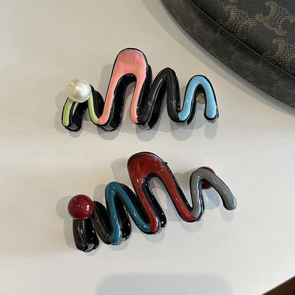 Advanced Sense Color Wave Big Grab Clip Elegant Sweet New Shark Clip Internet Red Back Head Plate Hair Grab Women's Headwear