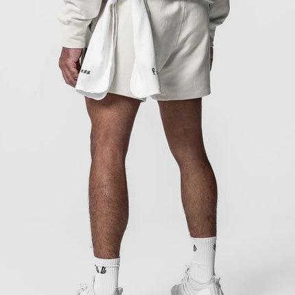 Cross-border Men's Solid Color Shorts Muscle American Fashion Fitness Sports Leisure Training Loose Embroidered Triple Quad Pants