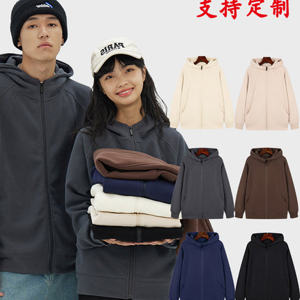 350g Heavyweight Trendy Fashion Patchwork Hooded Raglan Zipper Sweatshirt Jacket Spring and Autumn Long-Sleeve Couple Style
