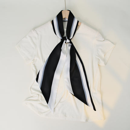 2025 European and American-style Beveled Silk Scarf Cross-border Silk Cashew Dot Long High-end Ribbon Scarf Women's Belt