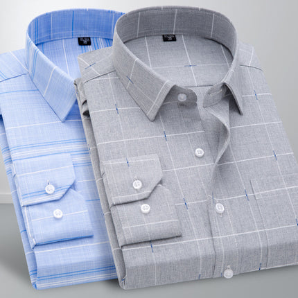 New men's long sleeve plaid shirt men's business casual shirt for the elderly Amoy supply a generation of micro-supply