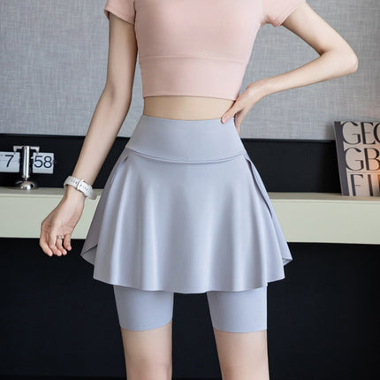 Fake Two-piece plus size Culottes Women's Summer Outer Wear Pocket Three-point Shark Pants Anti-light Outdoor Riding Yoga Shorts