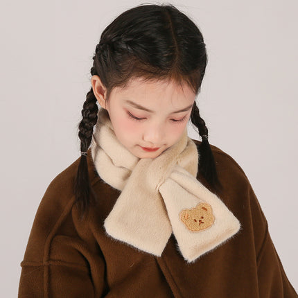 Children's Christmas Autumn and Winter Scarf Plush Warm Cute Cartoon Red New Year Festival Imitation Rabbit Fur Parent-Child Scarf
