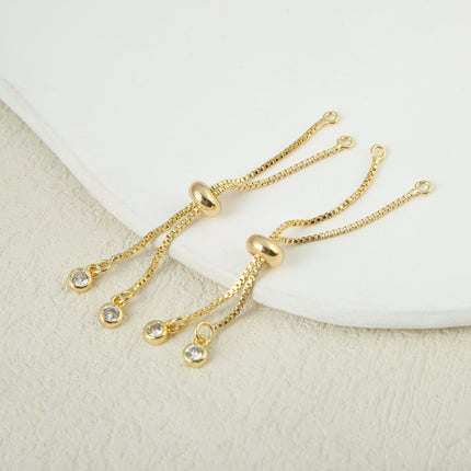 18K Color-Preserving Real Gold Silicone Copper Zipper Adjustable Extension Chain DIY Telescopic Chain Bracelet Necklace Accessories Wholesale
