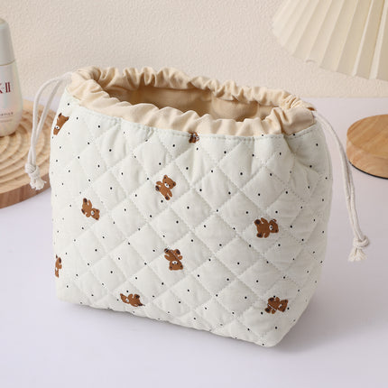 Cross-Border Makeup Brush Quilted Cosmetic Bag Large Capacity Tote Cosmetic Bag Fashionable Simple Korean Style Floral Storage Bag