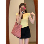 Black skirt [spring women's suit/sweet and spicy/little man wear a set/Korean drama wear/milk wear a set/suit spring and autumn women/leisure]] / L (about 55.00 kg-60.00 kg