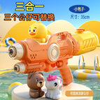Three-in-one [double nozzle] cartoon doll duck water gun-yellow
