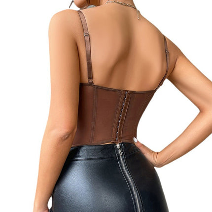 Sexy Push-Up Slim-Fit Fishbone Corset with Eyelash Lace Trim, Sheer Pure Desire Camisole Tank Top for Women to Wear Outside