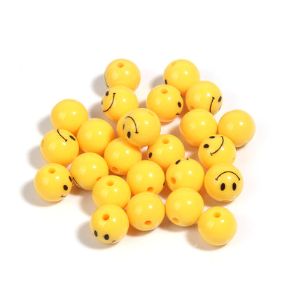 Acrylic Color Cartoon Smiley Face Straight Hole Round Beads Kindergarten Educational Beads DIY Homemade Bracelet Pendant Jewelry