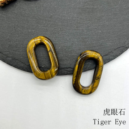 Natural Crystal Amethyst Rose Quartz O-Ring Pendant Tiger Eye Aventurine Jade Large Hole Oval Circle DIY Pendant Accessories