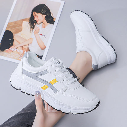 Women's Sports Shoes Spring and Autumn New 2022 Korean Style All-match Explosions Student Casual Shoes Leather Top Daddy Shoes Running Shoes