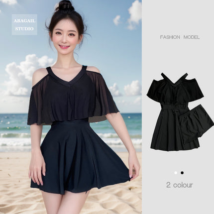2025 New Popular One-Piece Swimsuit for Women, High-End, Conservative Skirt Style, Belly-Covering, Slimming Look, Fashionable and Super Fairy Hot Spring Bathing