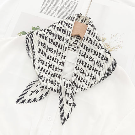 New wrinkled small square scarf female Korean imitation silk printed wrinkled small scarf Joker scarf decorative scarf wholesale