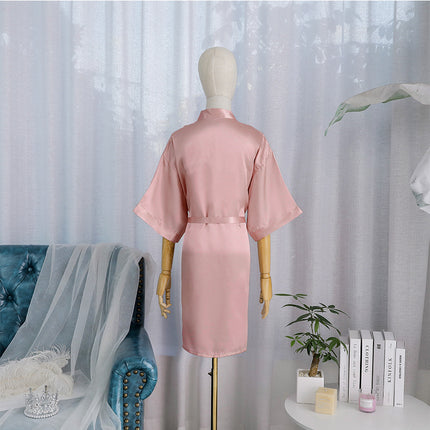 bride Gown morning Gown Lady nightgown wedding makeup bridesmaid group wedding kimono imitation silk cardigan bathrobe