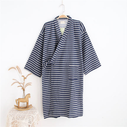 Couple's Pure Cotton Gauze Kimono Nightgown Spring and Summer Japanese Nightgown Men's Sweat Steamed Bathrobe Thin Women's Nightgown