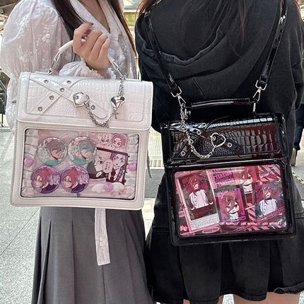2026 Trendy Original Subculture Gothic Hot Girl Transparent Anime Badge Ita Bag for Women【Spades Party】