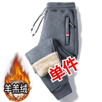 Construction Site Wear-Resistant Fleece-Lined Casual Pants Men's Cashmere Pants Loose Sports Pants Autumn and Winter Thickened Large Size Sweatpants