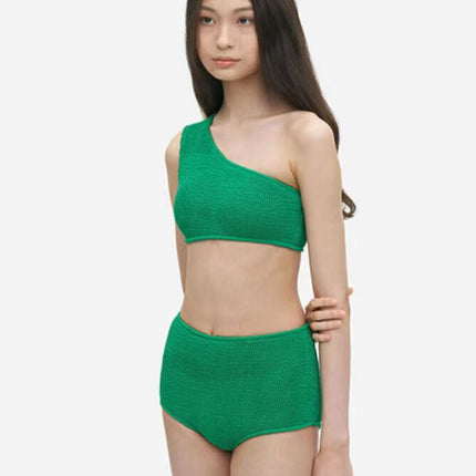 Cross-Border Green High-End Whitening One-Shoulder Tight Push-Up High-Waist Slimming Conservative Goddess Hot Spring Vacation Split Swimsuit