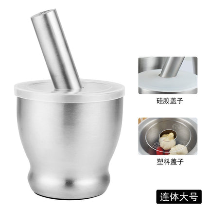 304 stainless steel garlic masher round grinding pot mortar mold stone mortar masher with lid mortar Masher