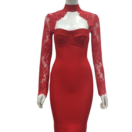 Amazon wish AliExpress eBay best selling temperament lace sleeve hanging collar dress manufacturers primary supply wholesale
