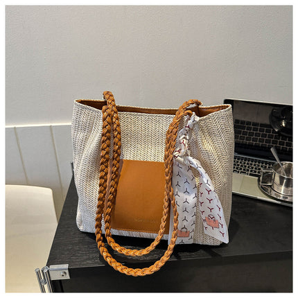 2025 Summer Popular Bags for Women, Woven Large-Capacity Tote Shoulder Bag, Fresh and Simple Handbag, Simple and Fashionable